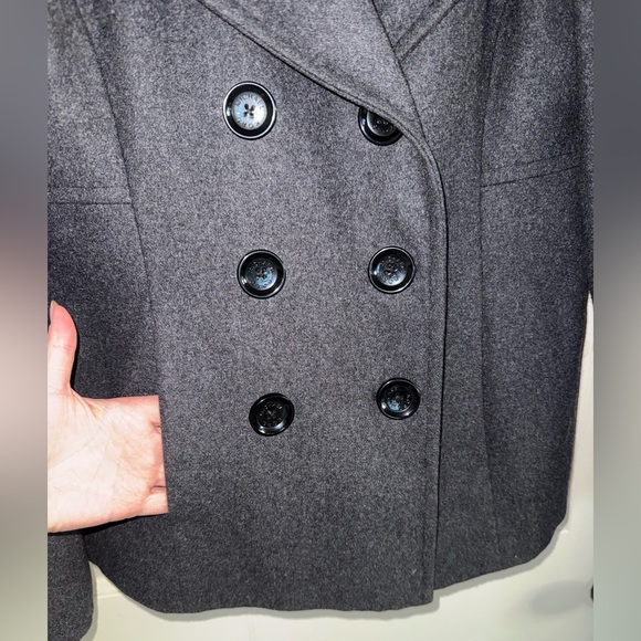 Michael Kors Women's Double-Breasted Wool Blend Peacoat in Charcoal Gray - Picture 6 of 8
